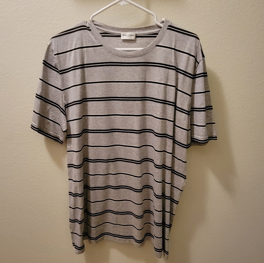 YSL men's boxy stripped tshirt